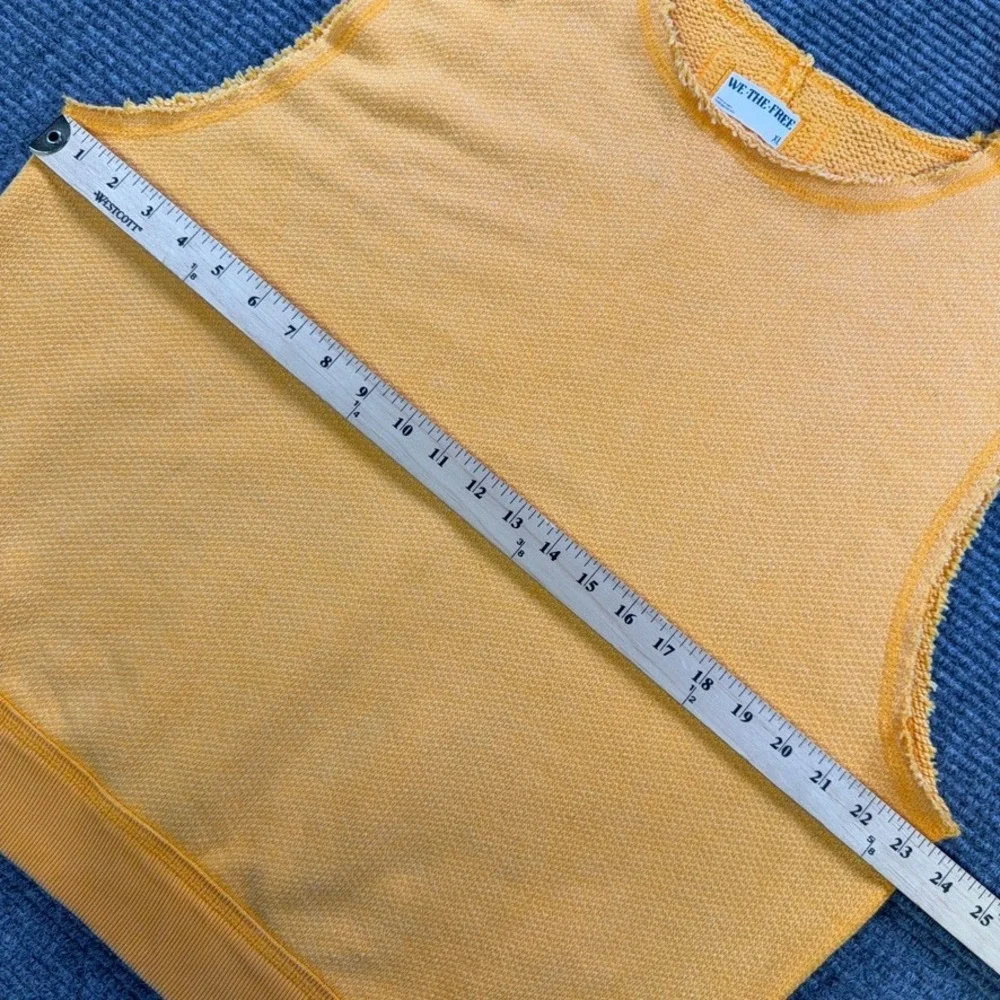 Free People We The Free Mustard Yellow Sweatshirt Vest Tank Womens XL Raw Edge